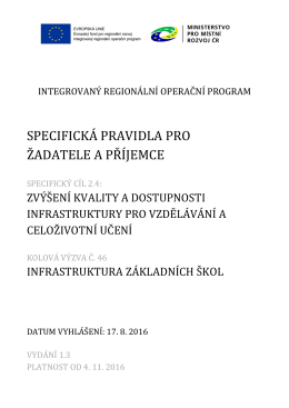 SPECIFICK&Aacute; PRAVIDLA PRO ŽADATELE A PŘ&Iacute;JEMCE