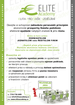 Page 1 ELITA PRO VAŠE VZDĚLÁNÍ Osvojíte si schopnost