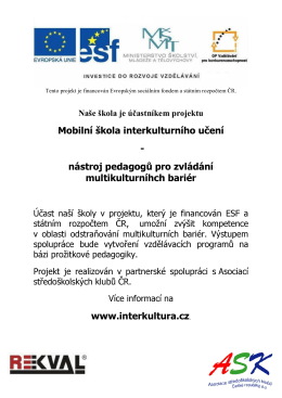 Mobiln&iacute; &scaron;kola interkulturn&iacute;ho učen&iacute;