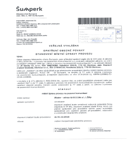 Stanoven&iacute; m&iacute;stn&iacute; &uacute;pravy provozu - ulice Jana Žižky