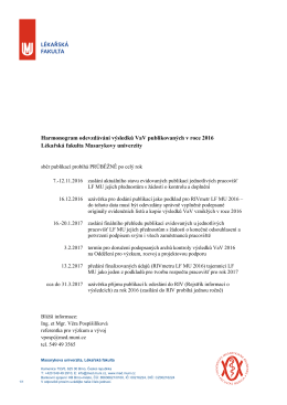 Harmonogram odevzd&aacute;v&aacute;n&iacute; v&yacute;sledků VaV publikovan&yacute;ch v roce