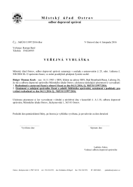 Veřejná vyhláška - Oznámení o uložení písemnosti