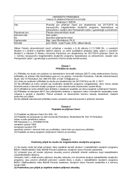 Pravidla pro přijímací řízení pro akademický rok 2016/2017 do