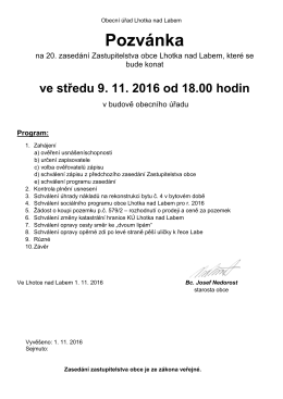 Pozv&aacute;nka na 20.zased&aacute;n&iacute; ZO