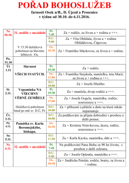 pořad bohoslužeb - Osek nad Bečvou