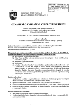 oznámení o vyhlášení výběrového řízení