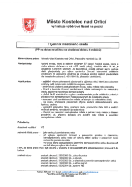 Výběrové řízení na pozici "Tajemník městského