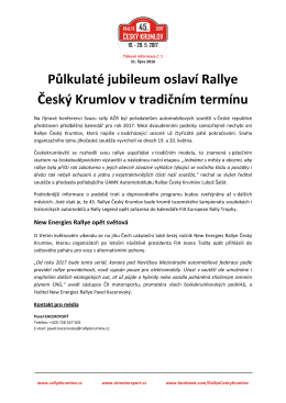 Tisková informace 01: Půlkulaté jubileum oslaví Rallye Český