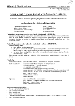 vedouc&iacute; &uacute;řadu - tajemn&iacute;k/tajemnice