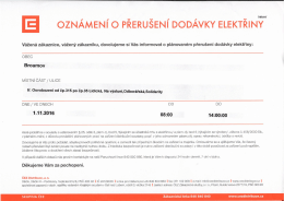 Přerušení dodávky elektřiny - Broumov 01.11.2016