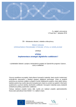 Výzva Implementace strategie digitálního vzdělávání I