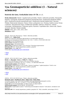 Týmy 2015 Geomagnetické oddělení