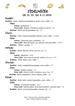 Jídelní lístek 31.10.