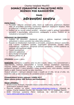 zdravotní sestru - Charita Valašské Meziříčí