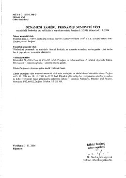 Oznámení záměru pronájmu nemovité věci