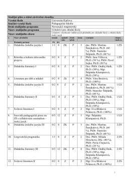 Studijn&iacute; pl&aacute;n a st&aacute;tn&iacute; z&aacute;věrečn&aacute; zkou&scaron;ka Vysok&aacute; &scaron;kola Univerzita