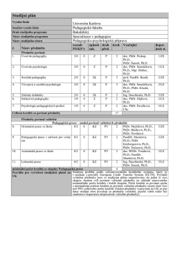 Studijn&iacute; pl&aacute;n - Pedagogick&aacute; fakulta