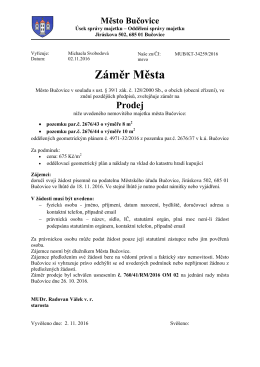 Záměr - Prodej nemovitého majetku