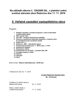 5. zasedání ZO 11.11.2016