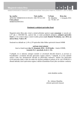 Sp. značka Na&scaron;e značka Vyřizuje Brno dne 3850/OSC/MMB