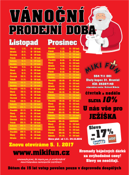 Prodejn&iacute; doba v&aacute;noce 2016