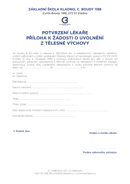 Potvrzení lékaře – Příloha k žádosti o uvolnění z tělesné výchovy
