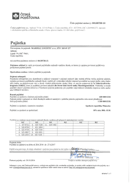 Certifikát pojištění KABOTÁŽ