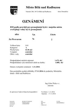 Ozn&aacute;men&iacute; o voln&eacute;m bytu k pronajmut&iacute;