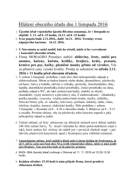 Hlášení obecního úřadu dne 1 listopadu 2016