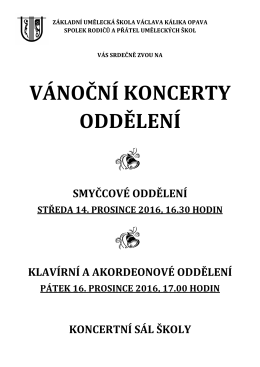 VÁNOČNÍ KONCERTY ODDĚLENÍ