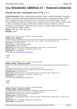 Týmy 2015 Seismické oddělení