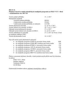 RD 41-16 Přijímací řízení ke studiu bakalářských studijních