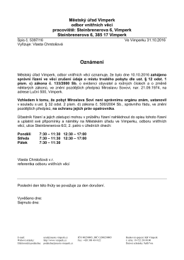 Oznámení o ustanovení opatrovníka - Miroslav Sova