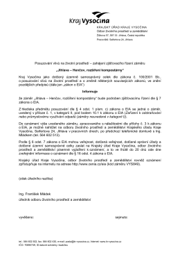 zahájení zjišťovacího řízení záměru