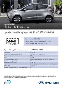 Hyundai i10 může být nyní Váš již za 3 152 Kč měsíčně. Hyundai i10