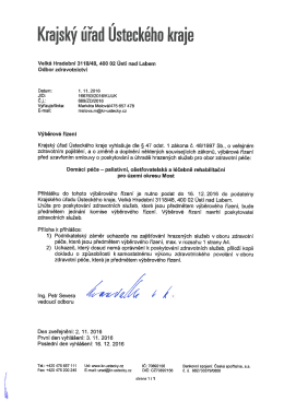 paliativní, ošetřovatelská a léčebně rehabilitační pro území okresu