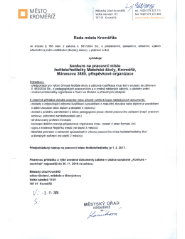 vyhlašuje konkurs na pracovní místo ředitele/ředitelky
