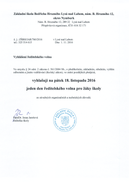 Vyhlášení - ZŠ Bedřicha Hrozného