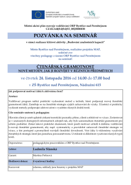 pozvánka na seminář - Město Bystřice nad Pernštejnem