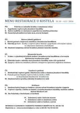 menu restaurace u kostela 31.10 – 4.11 2016