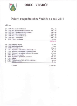 Page 1 OBEC VRÁBČE Návrh rozpočtu obce Vrábče na rok 2017