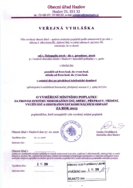 16/186-Veřejn&aacute; vyhl&aacute;&scaron;ka obce Hazlov