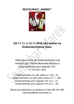 Pozv&aacute;nka na svatomartinskou husu - PENZION Marek