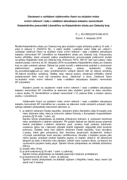 Vrchní referent/rada v oddělení aktualizace katastru nemovitostí
