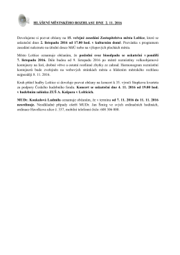 HLÁŠENÍ MĚSTSKÉHO ROZHLASU DNE 2. 11