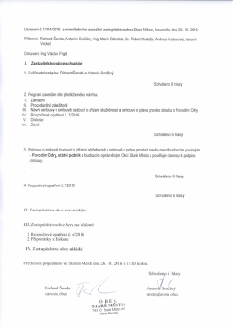Usnesen&iacute; mimoř&aacute;dn&eacute;ho zastupitelstva ř&iacute;jen 2016