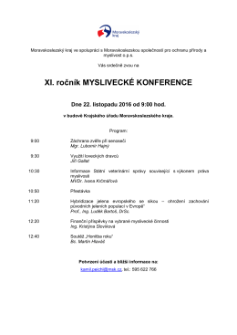 XI. ročník MYSLIVECKÉ KONFERENCE