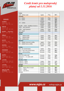 Ceník krmiv pro maloprodej platný od 1.11.2016