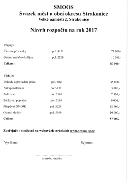 Návrh rozpočtu na rok 2017