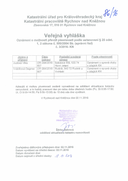 Veřejná vyhláška č. 3/2016